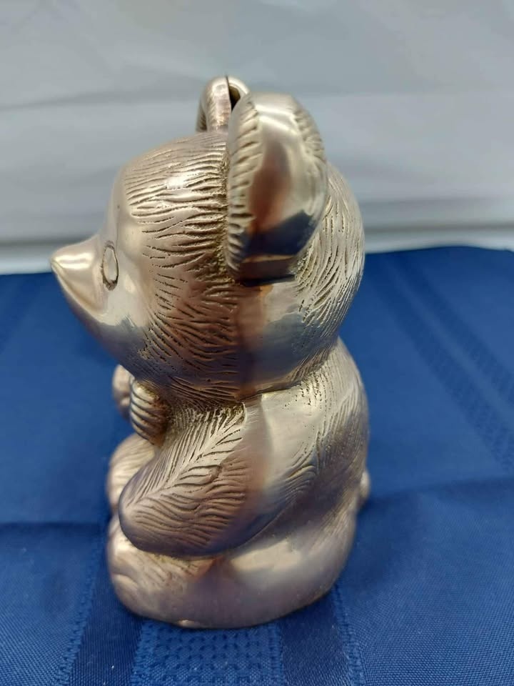 Vintage Brass Teddy Bear Piggy Bank - photo 4