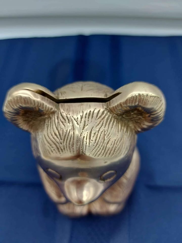 Vintage Brass Teddy Bear Piggy Bank - photo 5