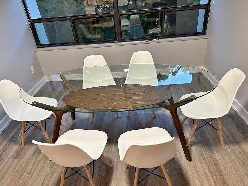 Glass Dining Table and Dining Chairs