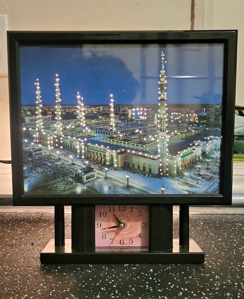 LED Masjid Light Display with Desk Clock | Islamic Decor