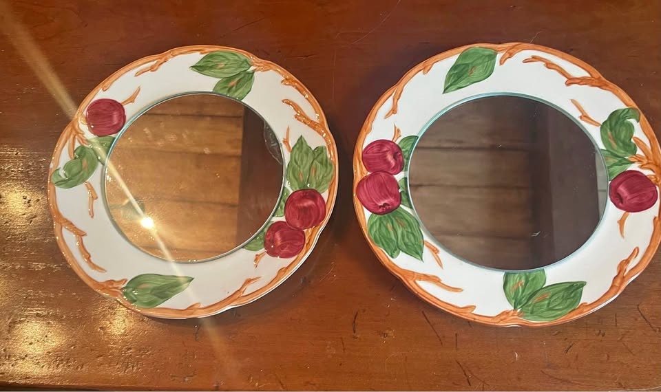 8" VINTAGE FRANCISCAN-WARE MIRRORS! SET OF 2!