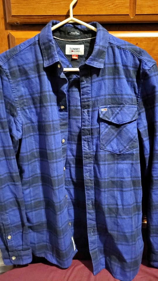 Tommy Jeans Blue Plaid Button-Up Shirt – Men’s Small