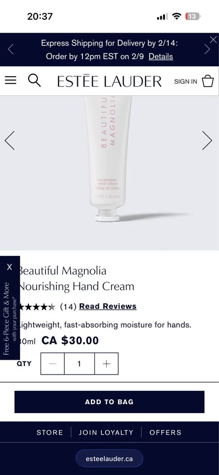 Estée Lauder Beautiful Magnolia Nourishing Hand Cream 30ml - photo 3