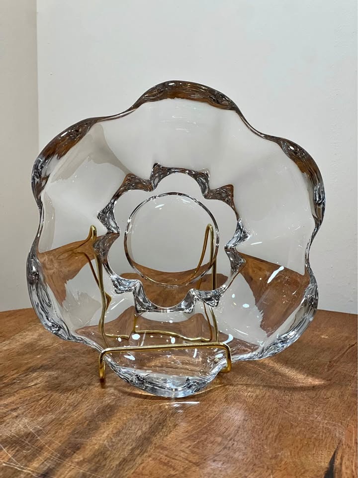 Vintage Crystal Lotus Flower Petal Bowl - 6.5"