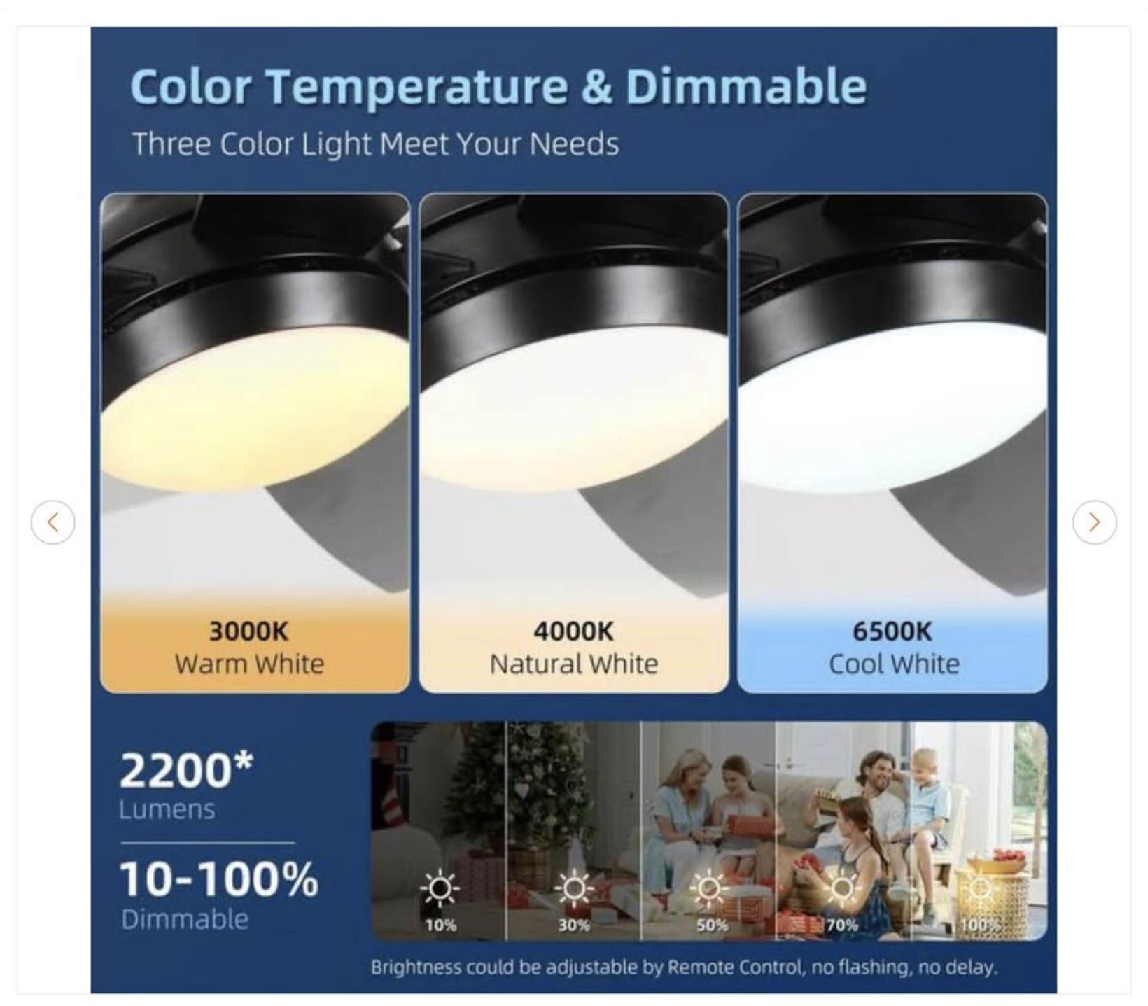 52" Smart Black Ceiling Fan with Dimmable LED Light - New - photo 5