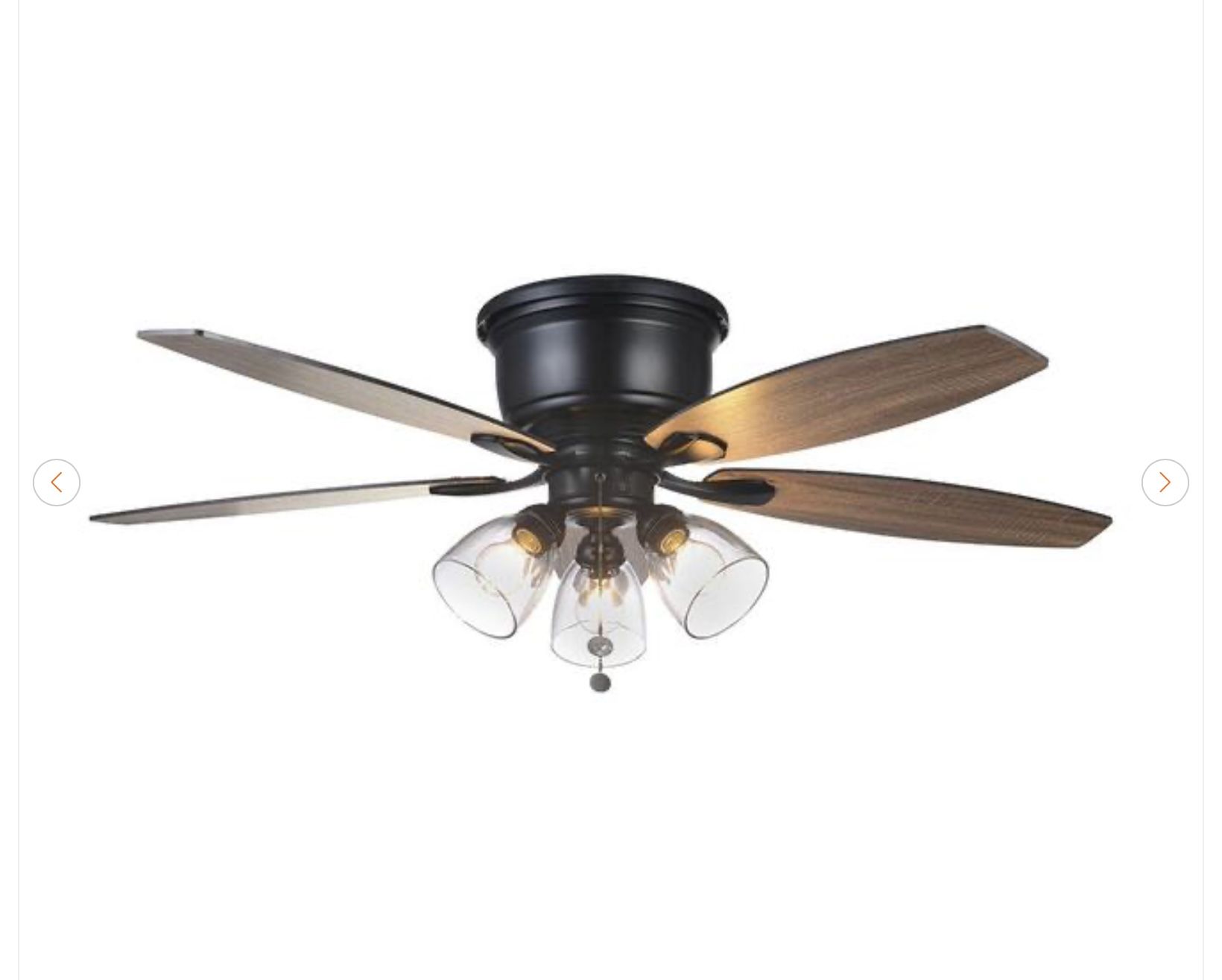 Hampton Bay Stoneridge 52" LED Matte Black Hugger Ceiling Fan -
