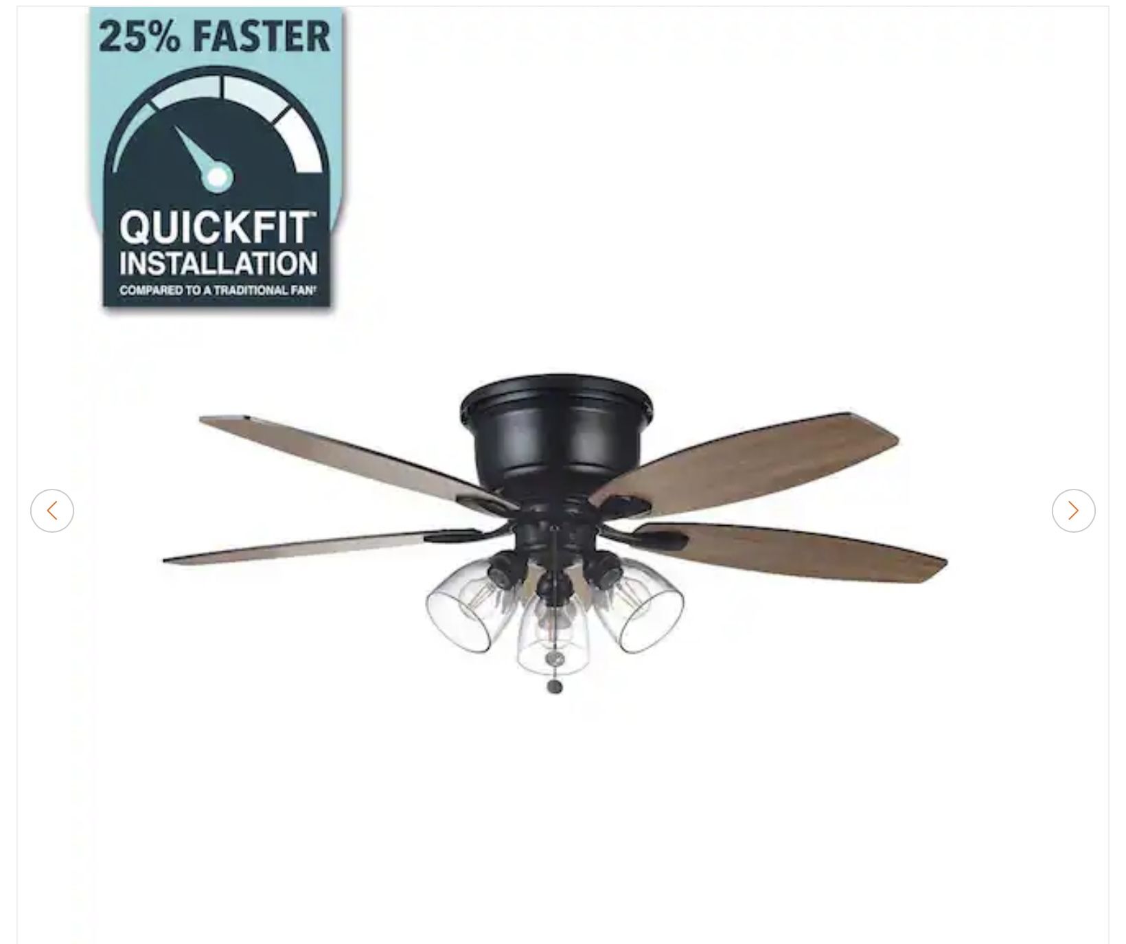Hampton Bay Stoneridge 52" LED Matte Black Hugger Ceiling Fan - - photo 2