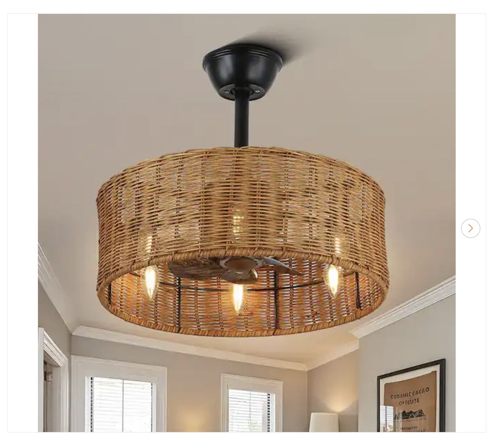 Oaks Aura Cora 20 in. Rattan Wicker Ceiling Fan with Lights
