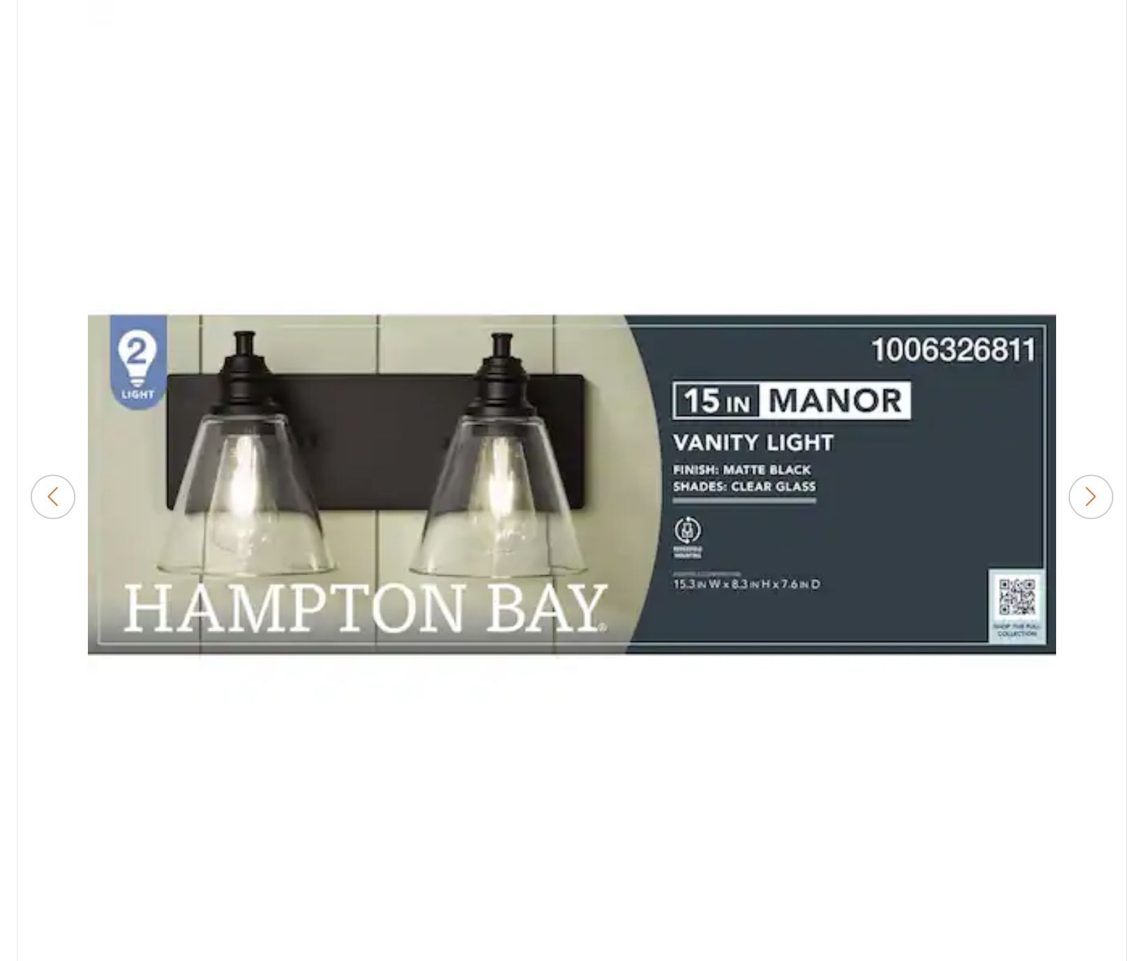 Hampton Bay Manor 2-Light Vanity Light - Matte Black - photo 4