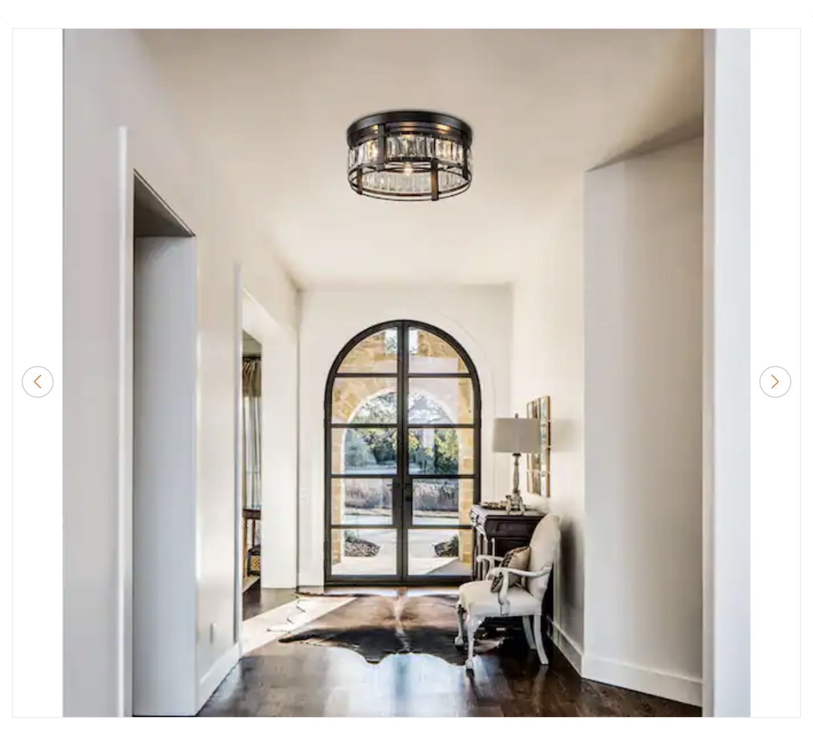 13.3 in. 3-Light Matte Black Crystal Flush Mount Ceiling Light - photo 4