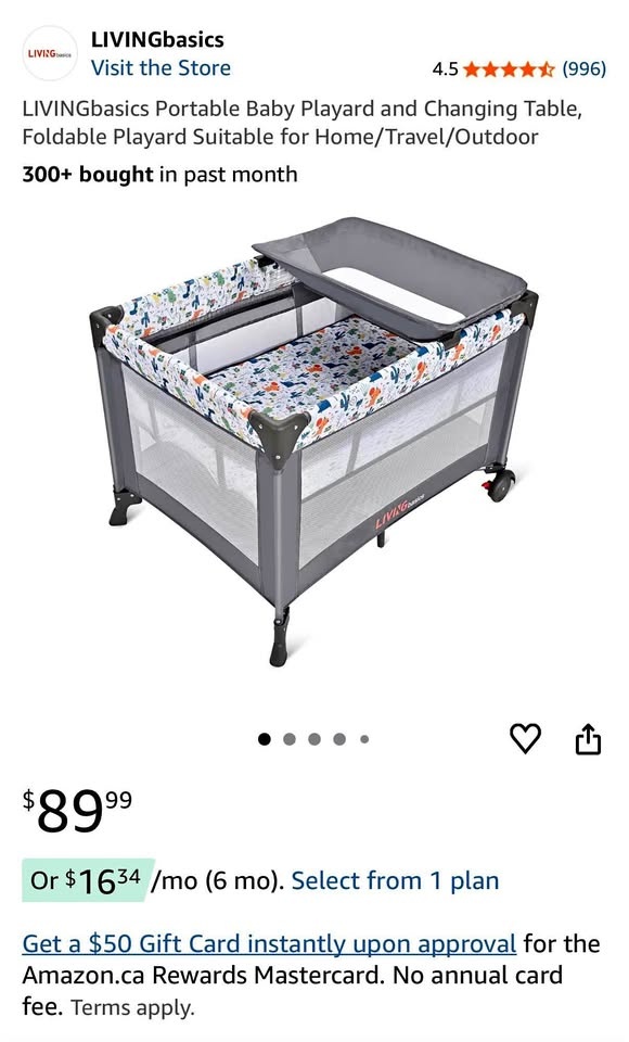 LIVINGbasics Portable Crib/Playard & Changing Station
