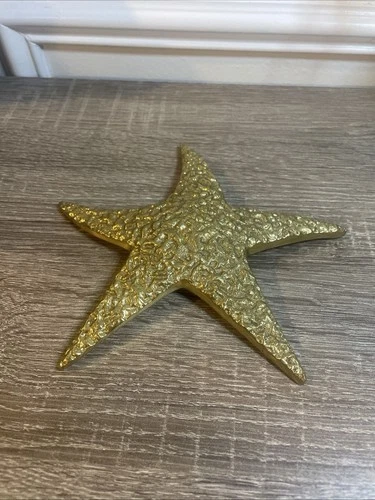 Vintage Brass Seashell & Starfish Wall Hanging - Palm Beach Styl - photo 4