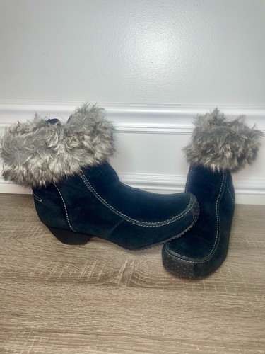 SPORTO Womens 9.5 Black Suede Fur Lined Insulated Zip Up Ankle B - photo 2