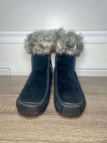 SPORTO Womens 9.5 Black Suede Fur Lined Insulated Zip Up Ankle B - photo 3