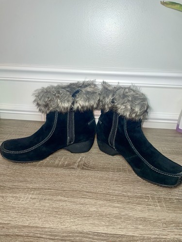 SPORTO Womens 9.5 Black Suede Fur Lined Insulated Zip Up Ankle B - photo 5