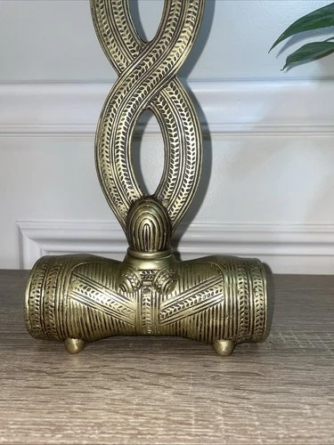 Vintage Brass Candle Holder Stick 12.5" Tribal Design - photo 2