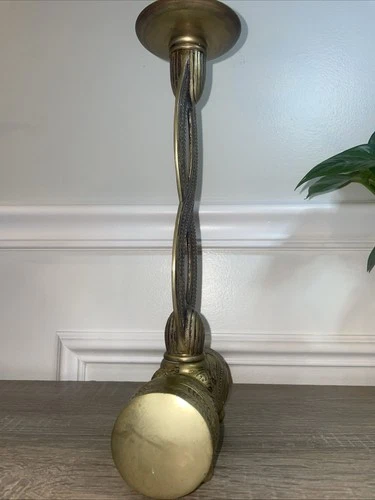 Vintage Brass Candle Holder Stick 12.5" Tribal Design - photo 4