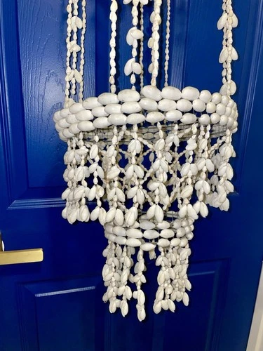 Vintage Boho Seashell Chandelier Wind Chime/Planter - photo 3