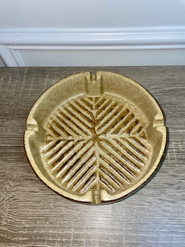 Vintage Pottery Craft 400 Ceramic Ashtray - Handcrafted USA Rust