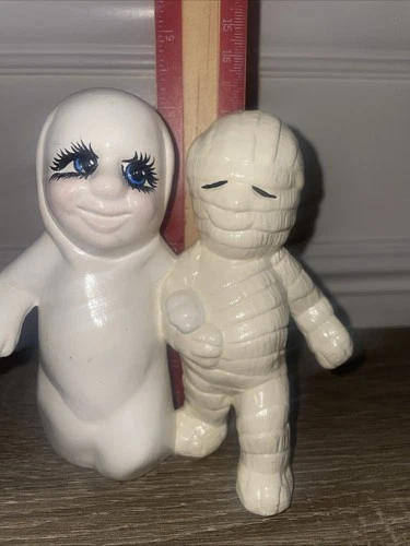 Vintage Ceramic Bisque Halloween Figurines - Ghost & Mom - photo 2