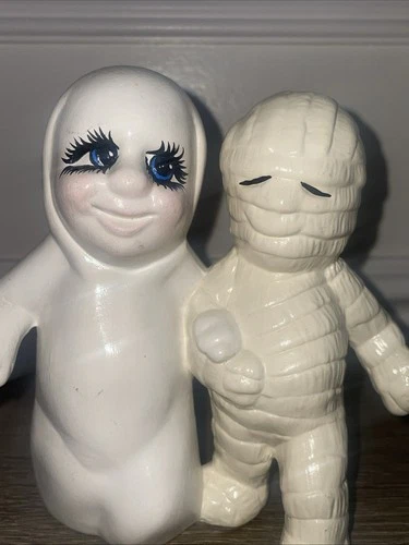 Vintage Ceramic Bisque Halloween Figurines - Ghost & Mom - photo 4