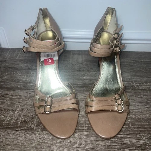 NINE WEST SPIRIT High Heels Ankle Strap Open Toe Sandals Beige L - photo 2