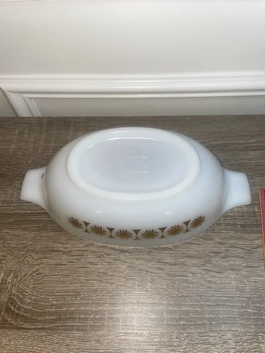 Vintage Glasbake 2274 1qt Milk Glass Oval Casserole Dish - photo 5
