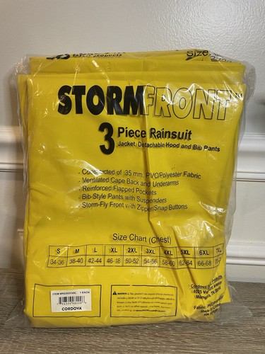 Cordova Stormfront RAINSUIT 3 PC. Size 4XXL Jacket, Hood & Bib P