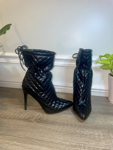 Anne Michelle Puffer Stiletto Boots Black Women’s Size 7