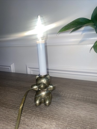 Vintage Brass Bear Lamp Nursery Childs Room Night Light