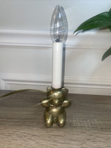 Vintage Brass Bear Lamp Nursery Childs Room Night Light - photo 2