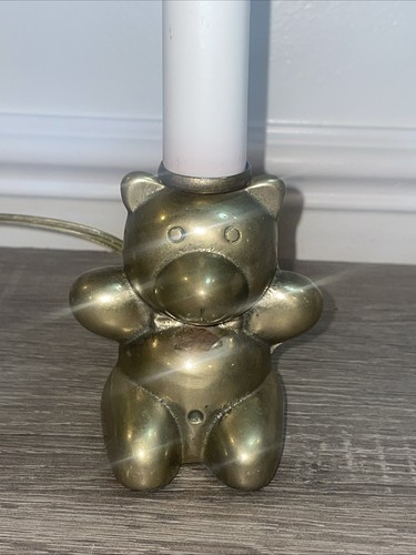 Vintage Brass Bear Lamp Nursery Childs Room Night Light - photo 3