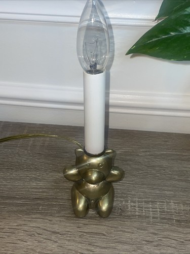 Vintage Brass Bear Lamp Nursery Childs Room Night Light - photo 4
