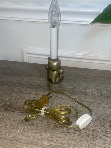 Vintage Brass Bear Lamp Nursery Childs Room Night Light - photo 5