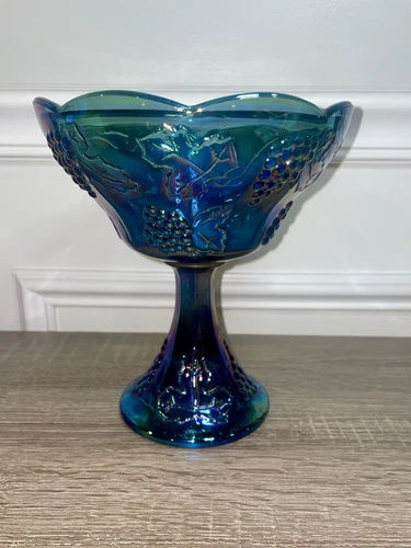 Vintage Indiana Glass Blue Carnival Fruit Bowl
