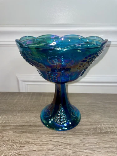 Vintage Indiana Glass Blue Carnival Fruit Bowl - photo 3