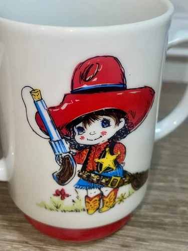 Vintage Child's Ceramic Mug - Cowgirl Sheriff Pop-Gun - photo 4