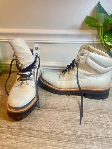 MARC FISHER LTD Size 9 Womens Lace Up Grain Leather Ankle Combat - photo 4
