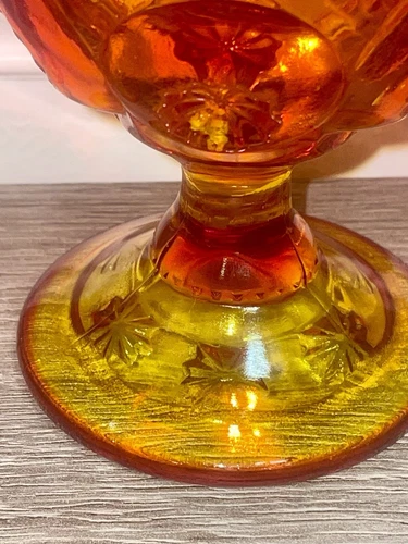 Vtg Set of 4 Amberina Moon & Stars Red Wine Goblets - photo 3