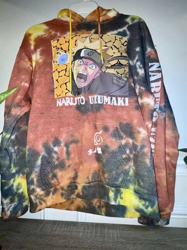 Naruto Shippuden Men Sweatshirt Orange Tie Dye Hoodie Uzumaki An