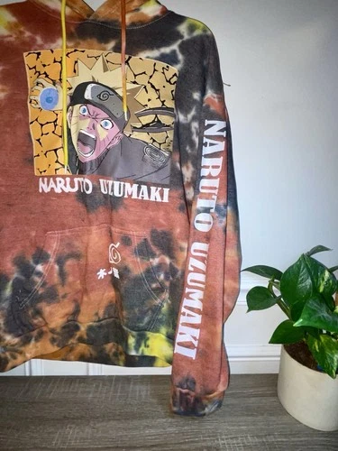 Naruto Shippuden Men Sweatshirt Orange Tie Dye Hoodie Uzumaki An - photo 3