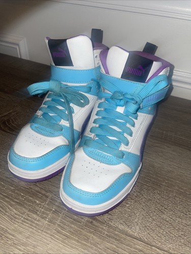 Puma RBD GAME HEIGHT TOP Unisex Kids Size 5 White Turquoise & Pu - photo 2