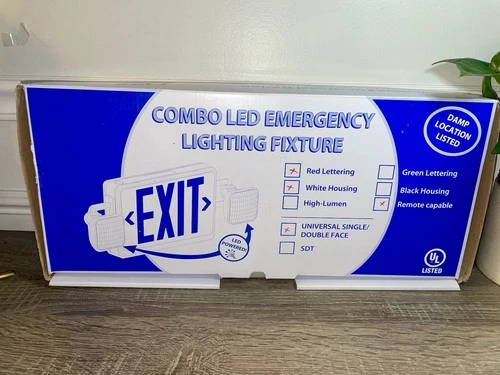 Combo LED Emergency Exit Sign Lighting Fixture New-open Box