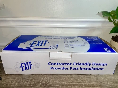 Combo LED Emergency Exit Sign Lighting Fixture New-open Box - photo 2