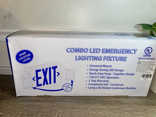 Combo LED Emergency Exit Sign Lighting Fixture New-open Box - photo 3