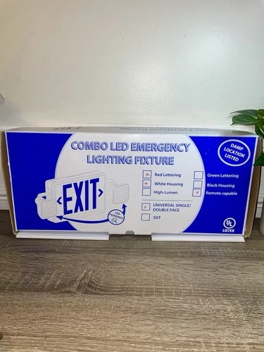 Combo LED Emergency Exit Sign Lighting Fixture New-open Box - photo 4