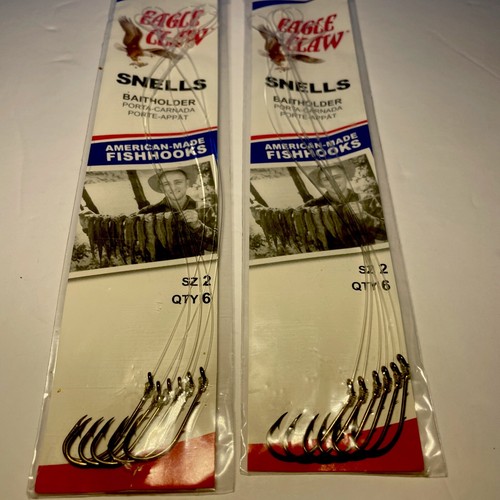12 Eagle Claw Baitholder Snelled Hooks 139 Bronze Size 2 (#4) - photo 2