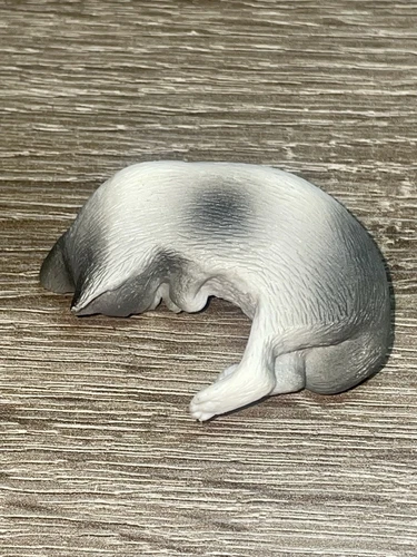 Sleeping cat figurine PVC realistic grey and white #13 - photo 3