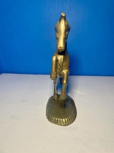 6" Vintage Antique Solid Brass Rearing Unicorn Horse Figurine - photo 2