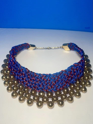 Handmade Blue & Gold Necklace from India